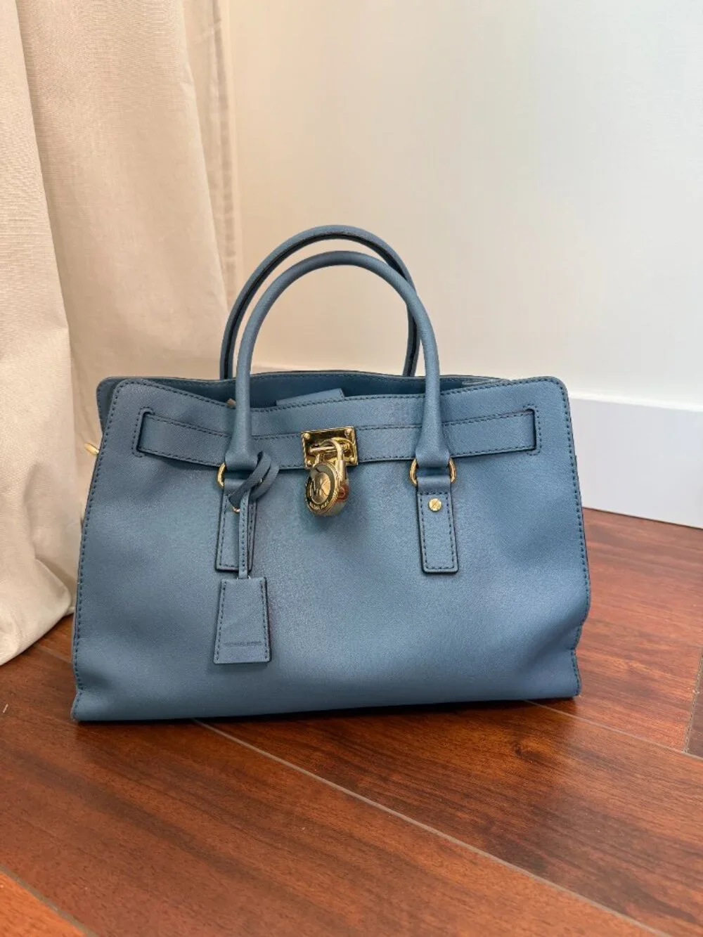 Michael Kors Hamilton Satchel Cornflower Blue Saffiano Leather Large Tote Bag